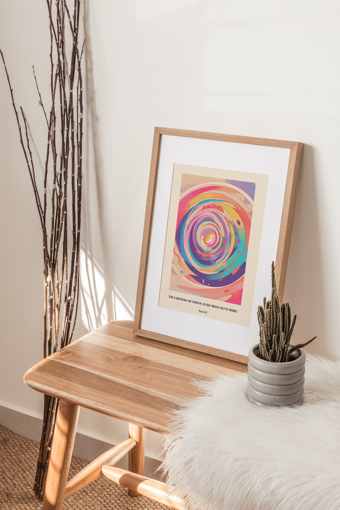 Abstract Colorful Poster - Psalm 46:1 Wall Art