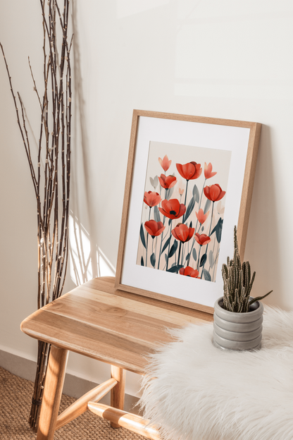 Arte floral de la pared – Póster decorativo moderno