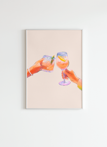 Cheers Poster - Minimalist Cocktail Wall Art0.