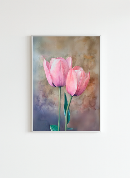 Arte floral de la pared – Póster decorativo moderno