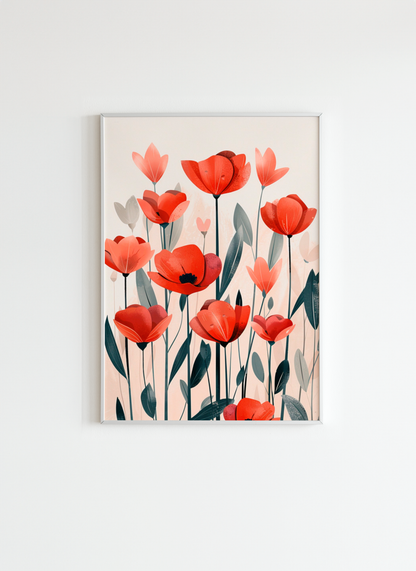 Arte floral de la pared – Póster decorativo moderno