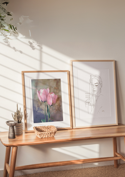 Arte floral de la pared – Póster decorativo moderno